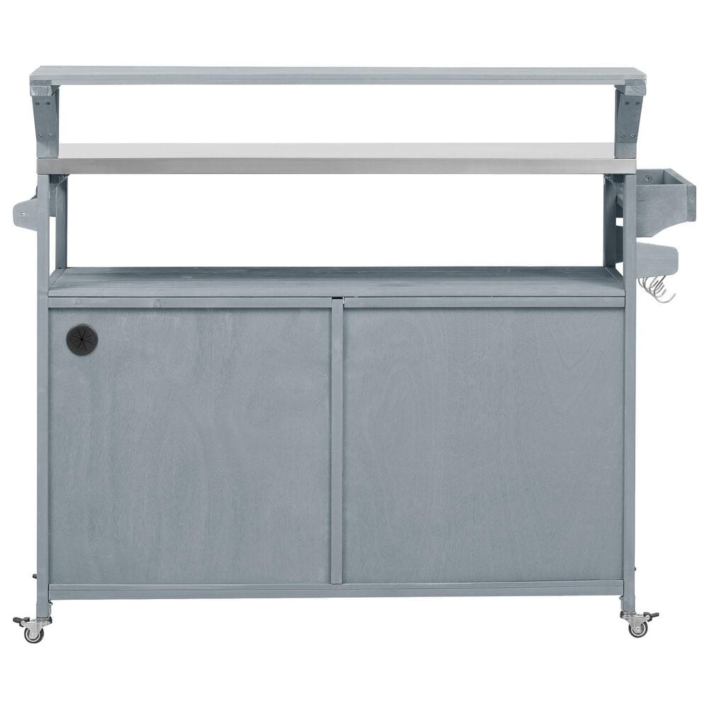 HOMLUX 53" Outdoor Kitchen Island in Grey Blue and Stainless Steel, , large
