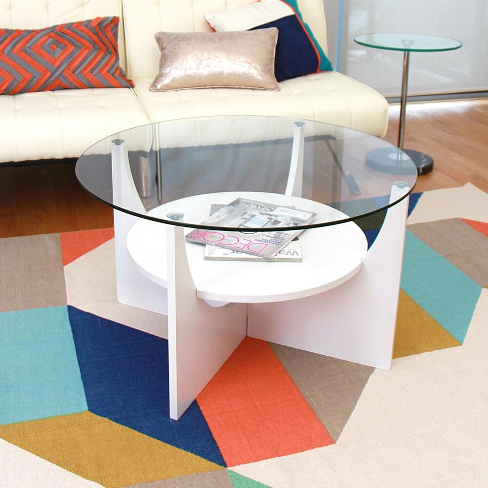 Lumisource U-Shaped Coffee Table in White and Clear, , large