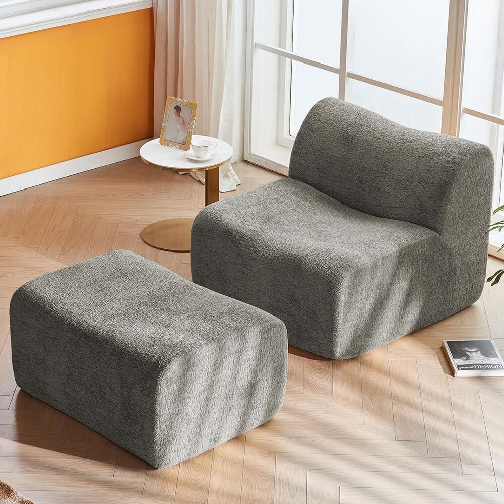 Hearth and Haven Accent Chair and Ottoman in Gray, , large