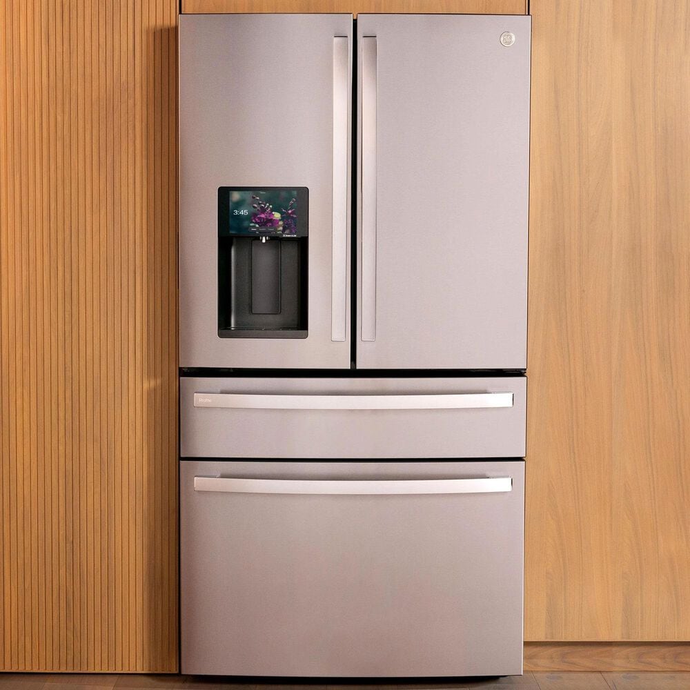 GE Profile 27.9 Cu. Ft. Smart 4-Door French-Door Refrigerator with Kitchen Assistant in Fingerprint Resistant Stainless Steel, , large