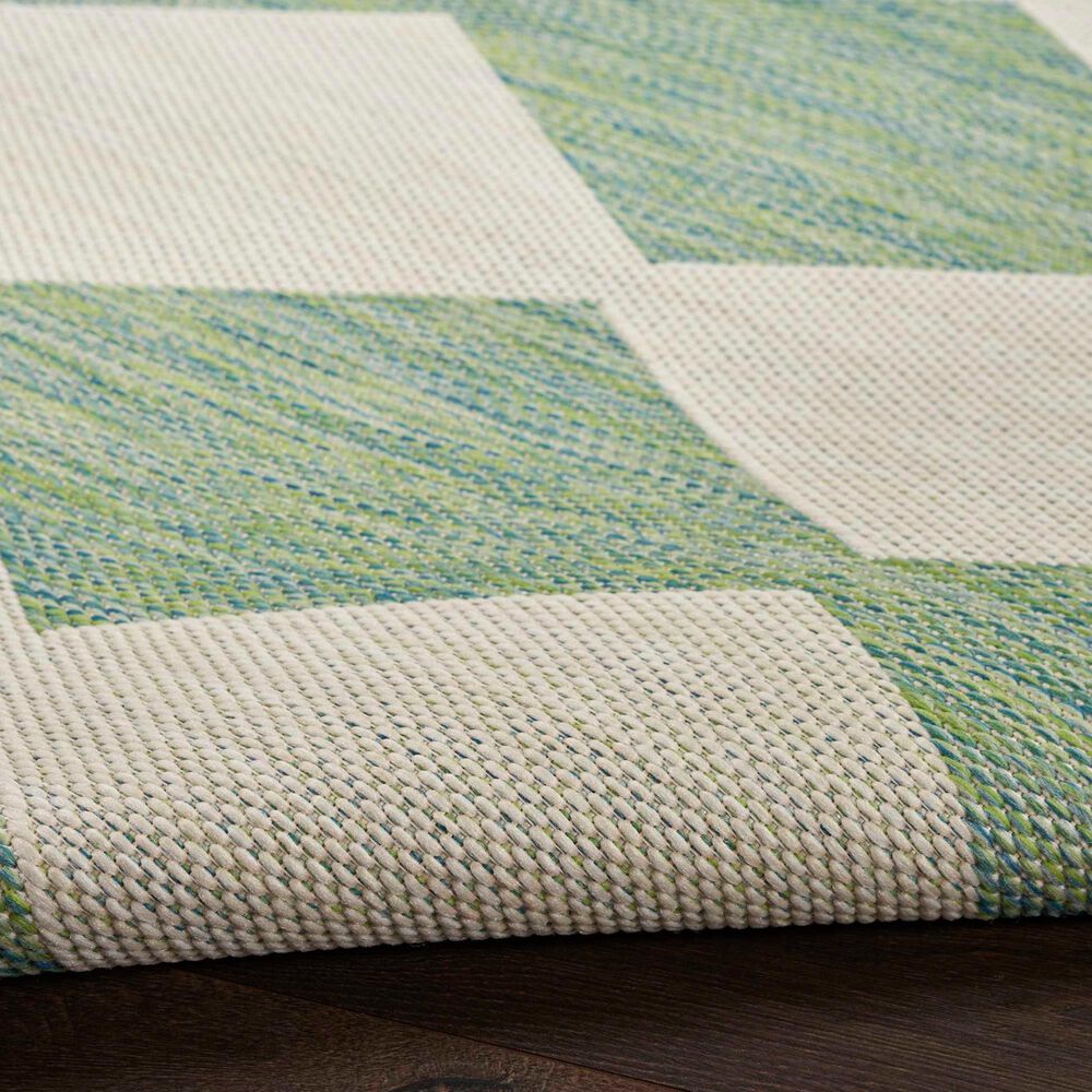 Nourison Positano Geometric Blue and Green 7&#39; x 10&#39; Indoor/Outdoor Area Rug, , large