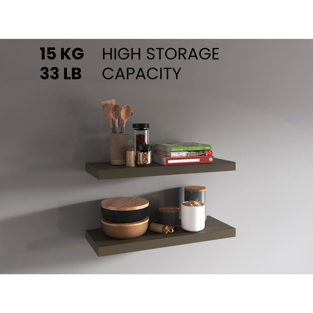 Hearth and Haven 32" Floating Wall Shelf in Olive (Set of 2), , large