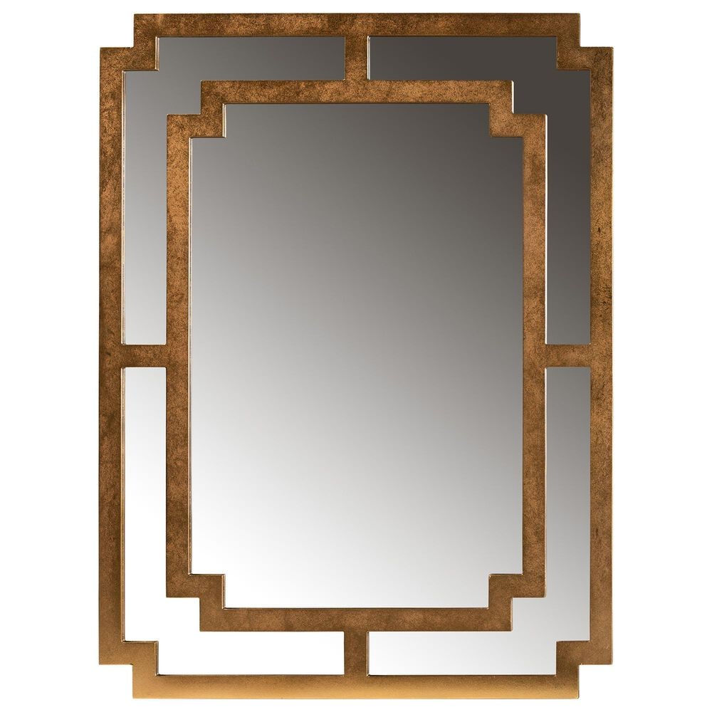 Baxton Studio Dayana Accent Wall Mirror in Antique Gold, , large