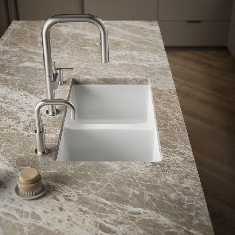 Kohler Deerfield 33" Undermount Double-Bowl Kitchen Sink in White, , large