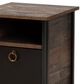 Baxton Studio Vaughan 1-Door Nightstand in Dark Brown, Rustic Brown and Black, , large