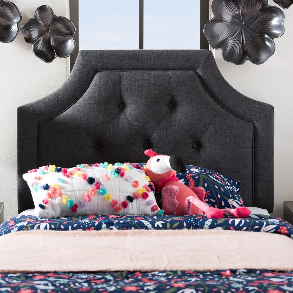Baxton Studio Mars Twin Upholstered Panel Headboard in Dark Grey, , large
