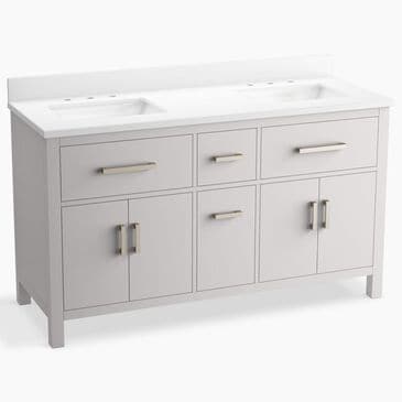 Kohler Kresla 60" Double Bathroom Vanity in Atmos Grey with 3 cm White Quartz Top and Rectangular Sinks, , large