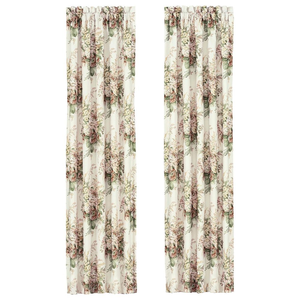 J. Queen New York Estelle 84" x 41" Window Panel Pair in Coral, Rose and Cream, , large