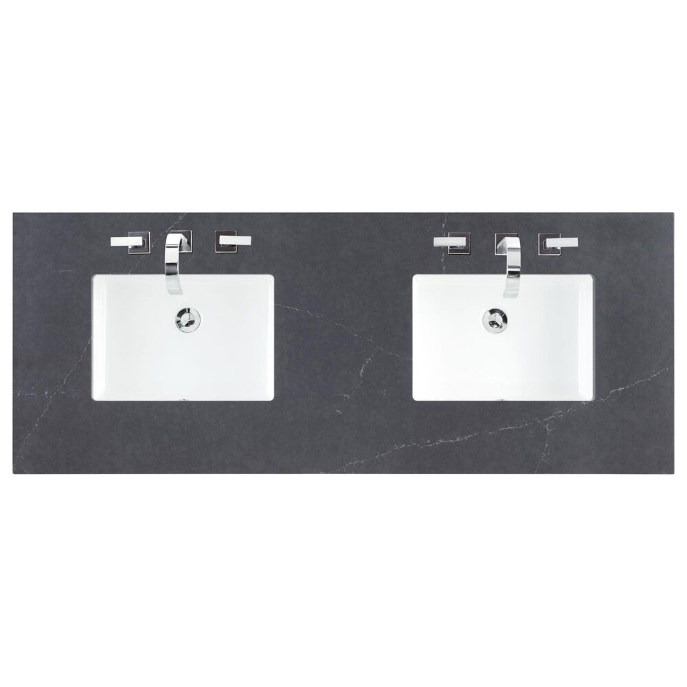 James Martin Vanities Lorelai 60&quot; Double Vanity in Whitewashed Oak with 3 cm Charcoal Soapstone Quartz Top, , large