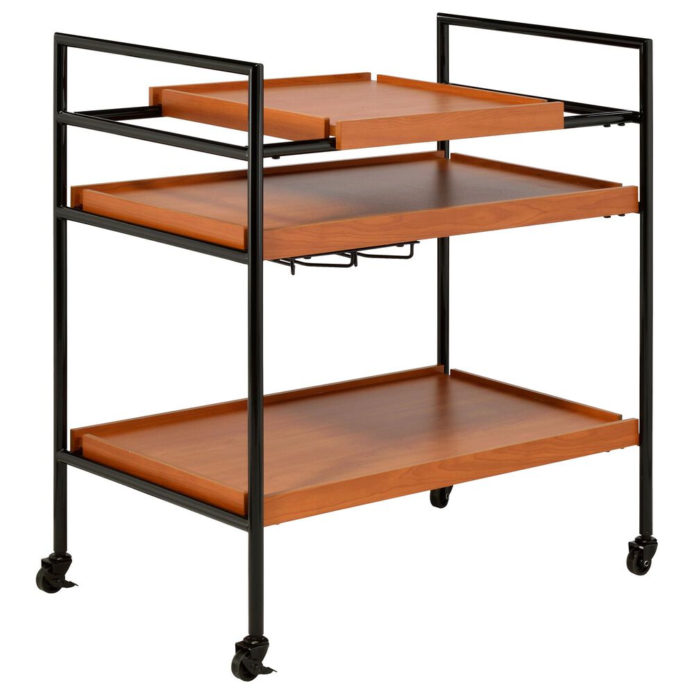 Gunnison Co. Oaken Serving Cart in Honey Oak/Black, , large