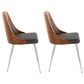 LumiSource Anabelle Side Chair with Brown Cushion in Chrome and Walnut (Set of 2), , large
