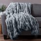 Timberlake 60" x 80" Ruched Faux Fur Throw Blanket in Silver, , large