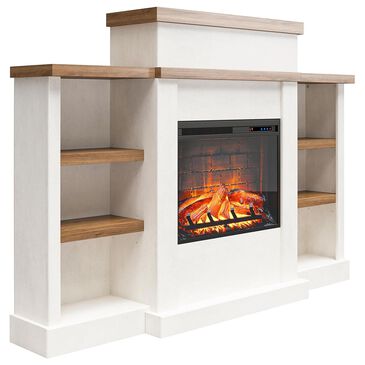 DHP Garrison Electric Fireplace with Mantel and Bookcase in White Plaster and Walnut, , large