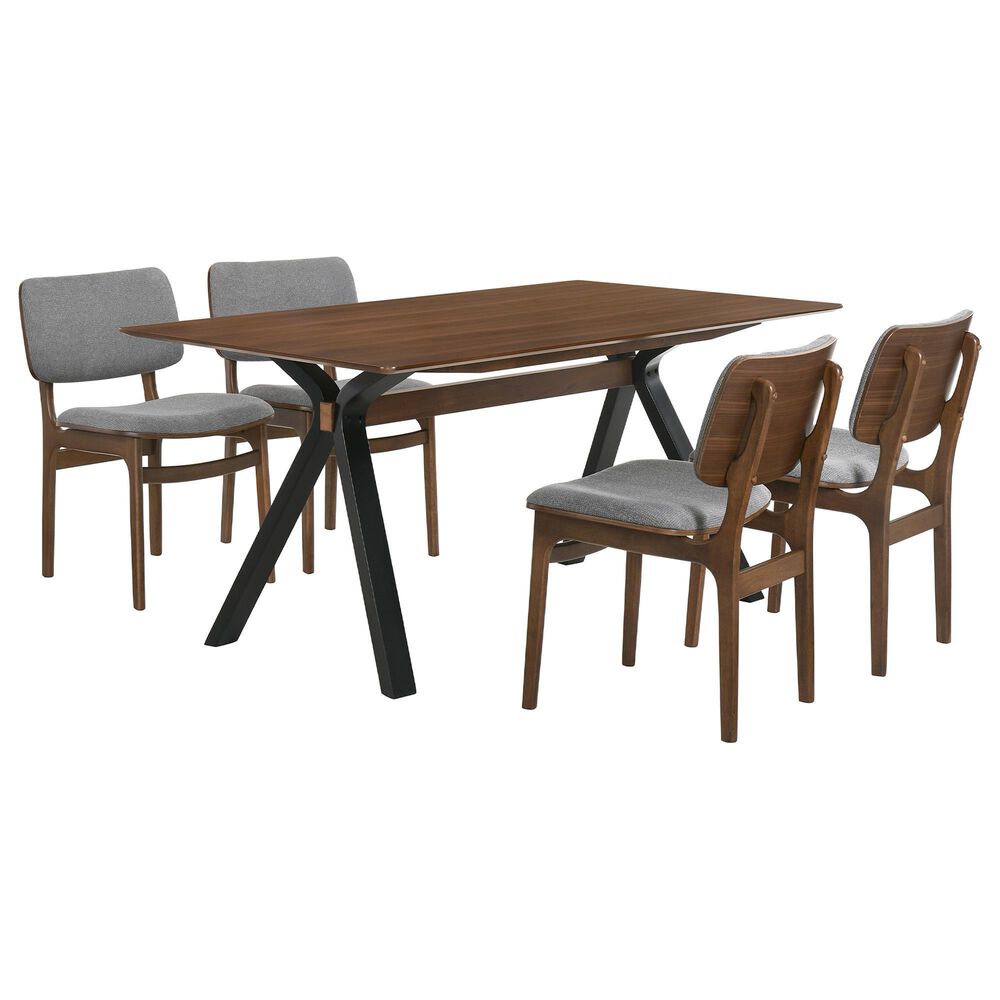 Blue River Laredo and Lima 5-Piece Dining Set in Walnut and Black, , large