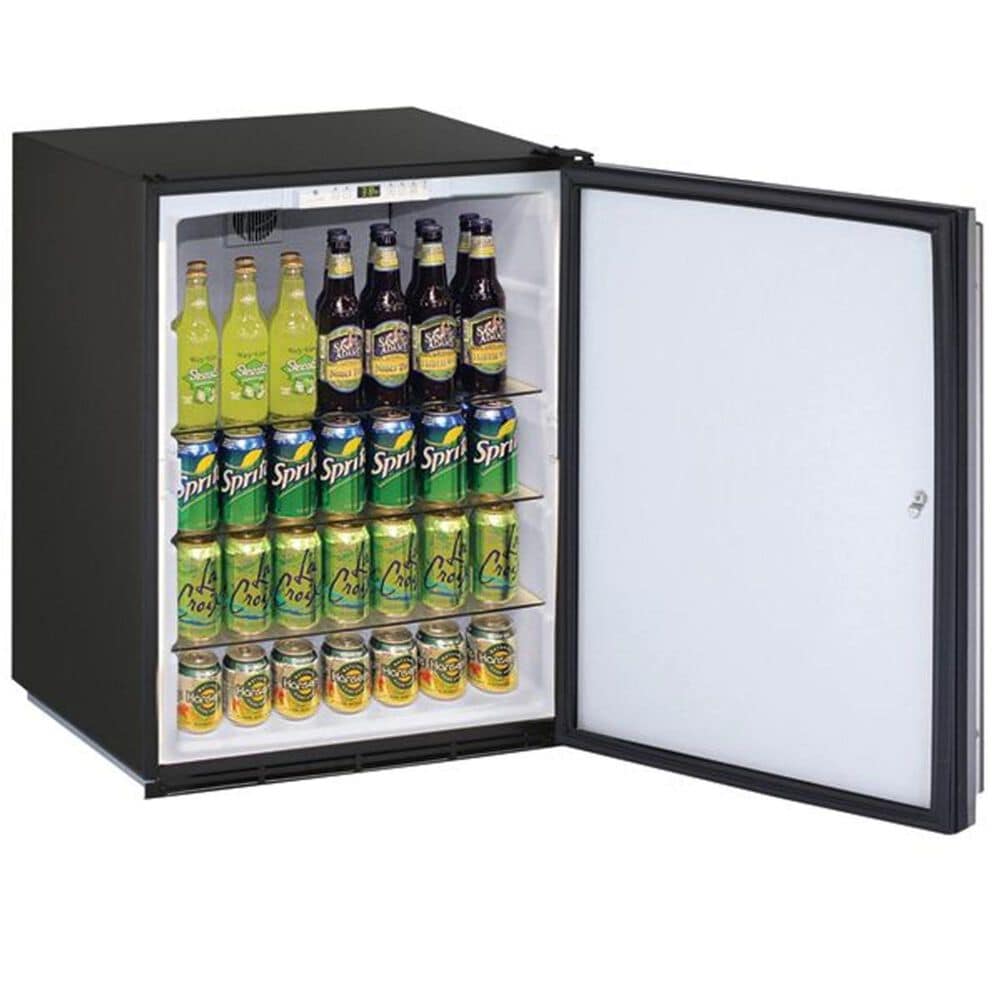 U-Line 24&quot; Undercounter Refrigerator with Lock Reversible Hinge in Black, , large