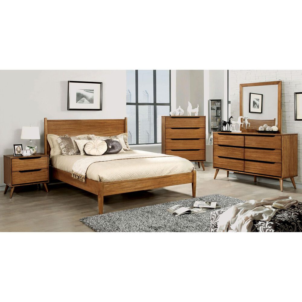 Furniture of America Ruiz Queen Platform Bed in Oak, , large