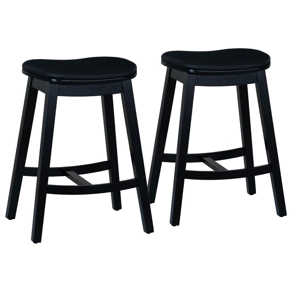 Linon Home Decor Culver Counter Stool with Black Cushion in Black (Set of 2), , large