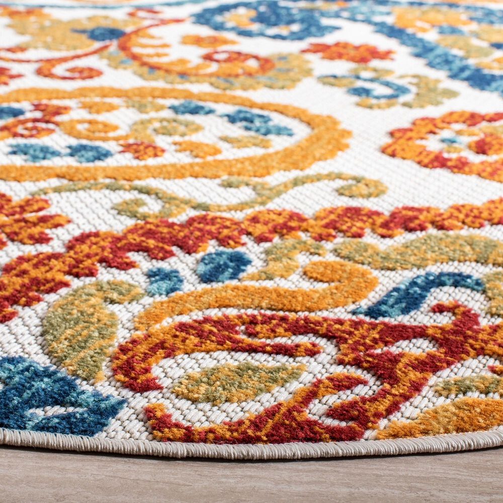 Safavieh Cabana 4&#39; Round Cream and Navy Indoor/Outdoor Area Performance Rug, , large