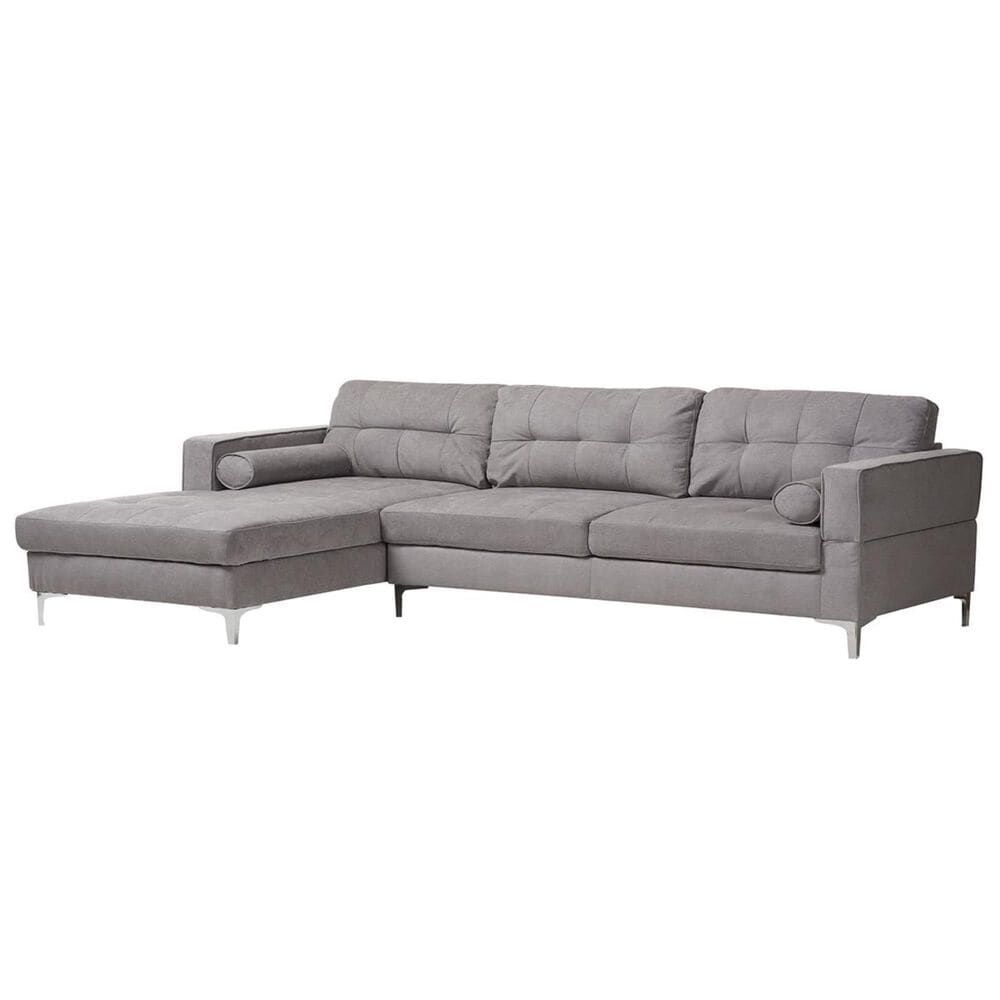 Baxton Studio Mireille Sectional Sofa in Light Grey, , large