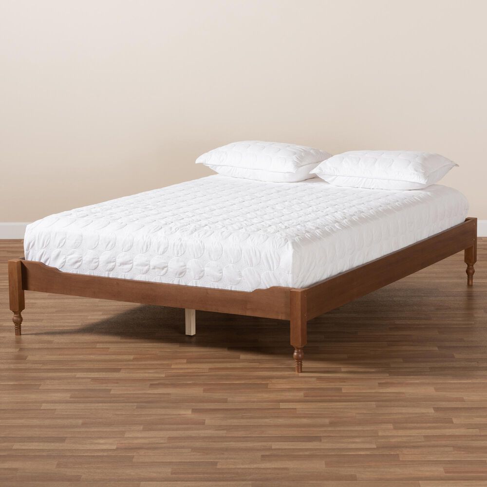 Baxton Studio Laure Full Platform Bed in Ash Walnut, , large