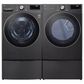LG 5 Cu. Ft. Front Load Washer and 7.4 Cu. Ft. Gas Dryer Laundry Pair with Pedestals in Black Steel, , large