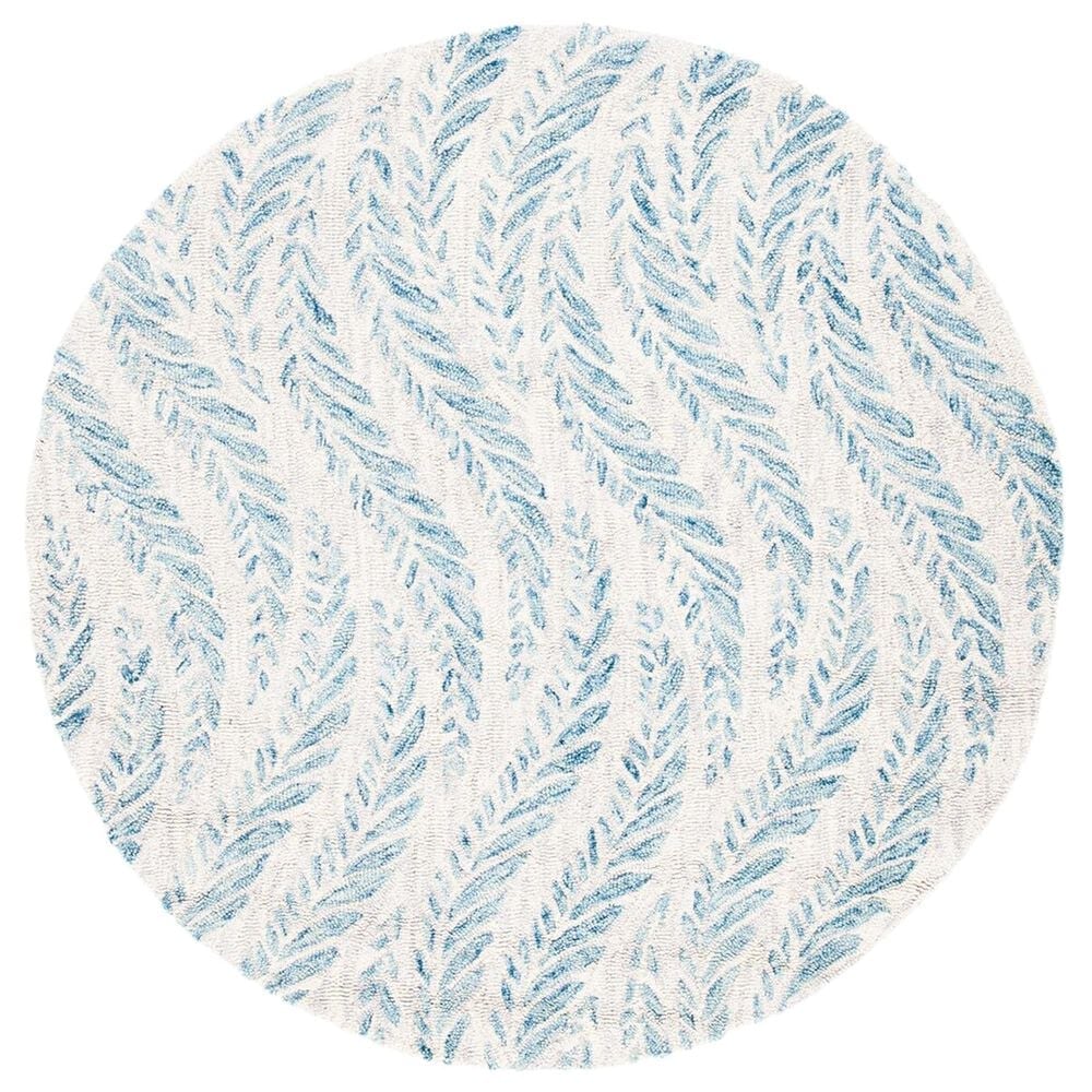 Safavieh Micro-Loop MLP170A 5" Round Ivory and Blue Area Rug, , large
