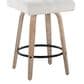 LumiSource Hank Swivel Counter Stool with Light Grey Fabric Upholstery in Whitewashed and Black (Set of 2), , large