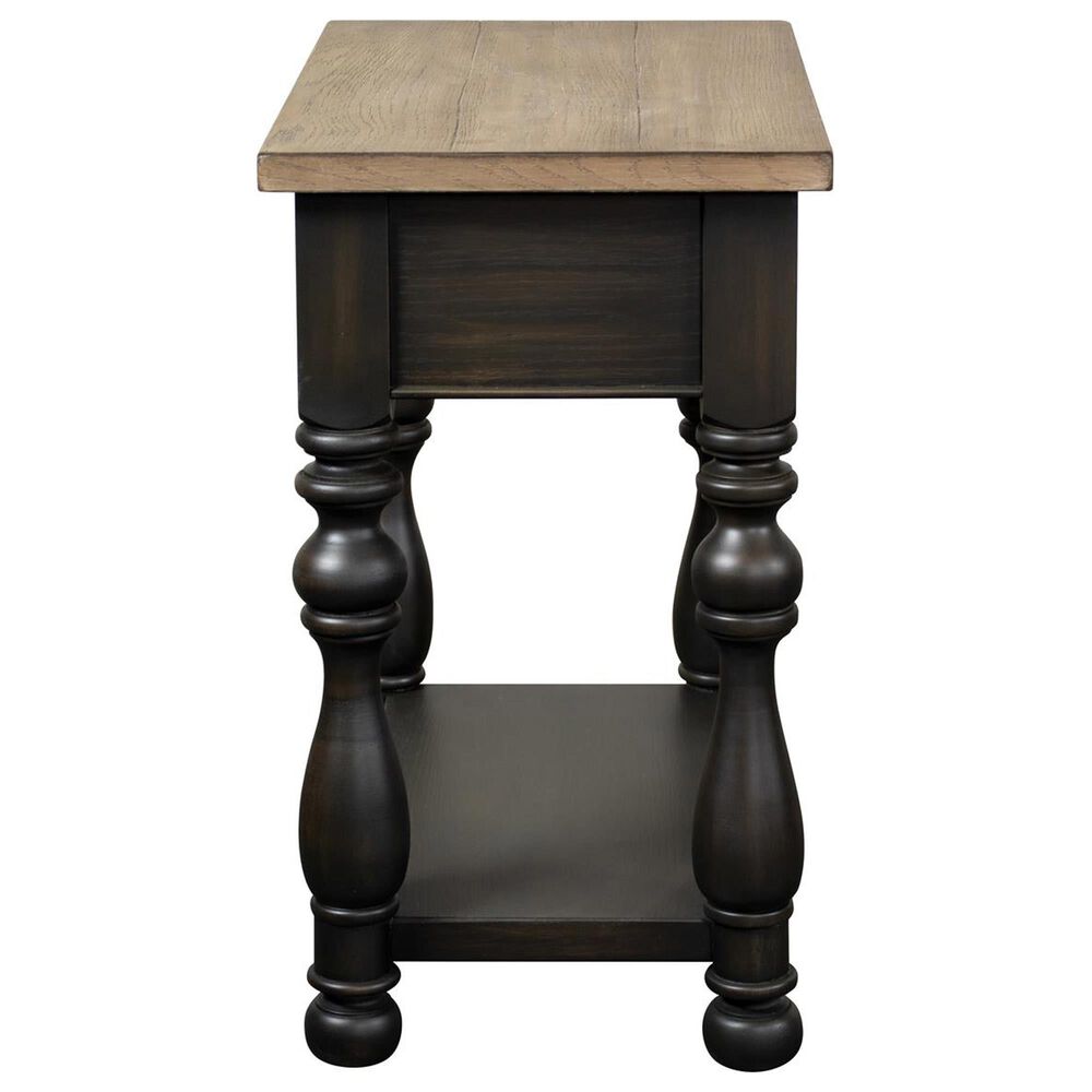 Riverside Furniture Barrington 1-Drawer Side Table in Antique Oak and Matte Black, , large