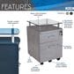 Rta Products Llc Rolling File Cabinet with Glass Top in Grey, , large