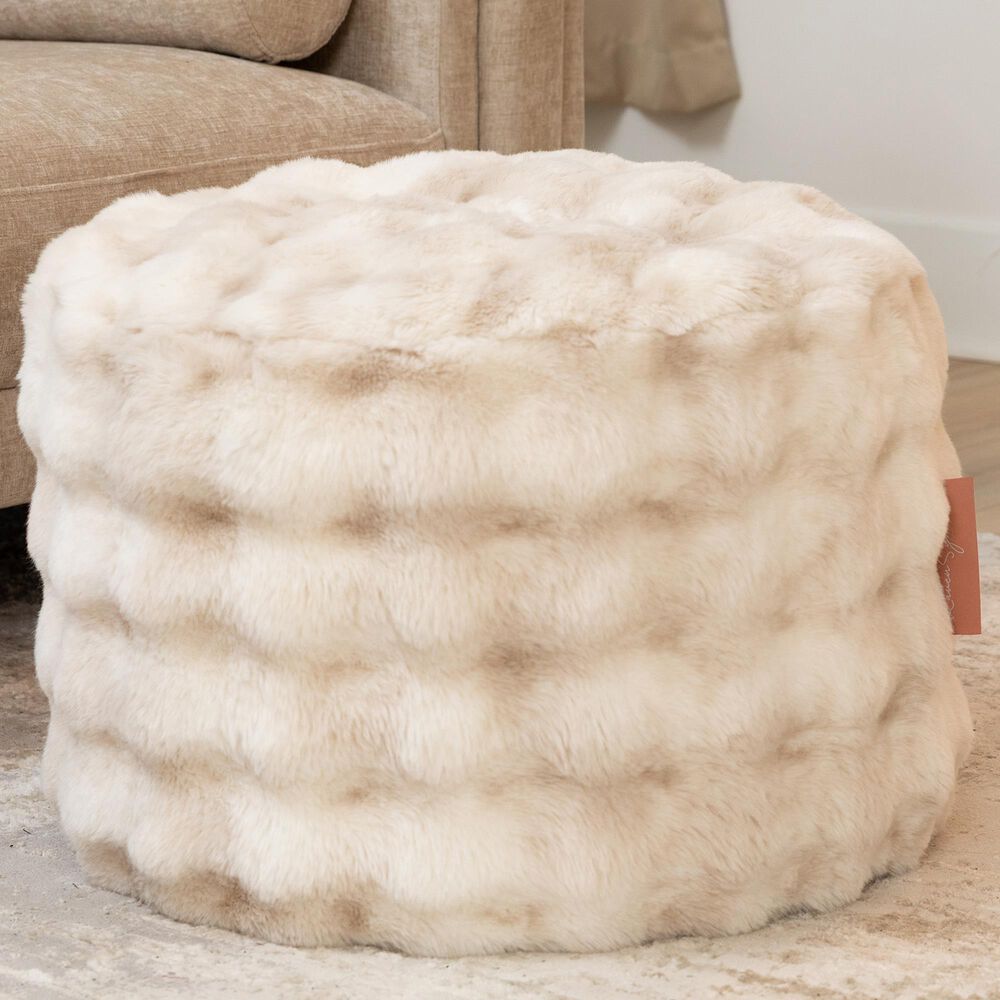 Jaxx Raven Round Accent Pouf in Phantom Cream, , large