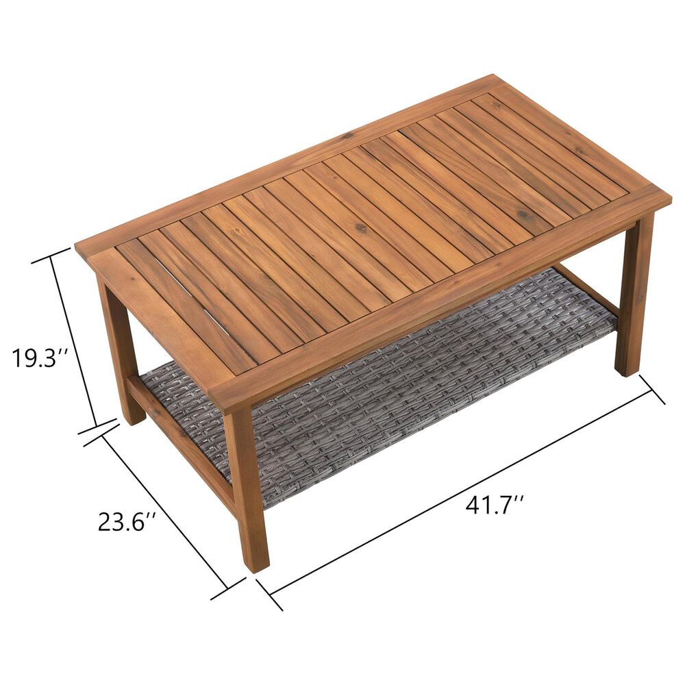 Sunwell Garden 42" Patio Rectangular Coffee Table with Wood Top in Gray, , large