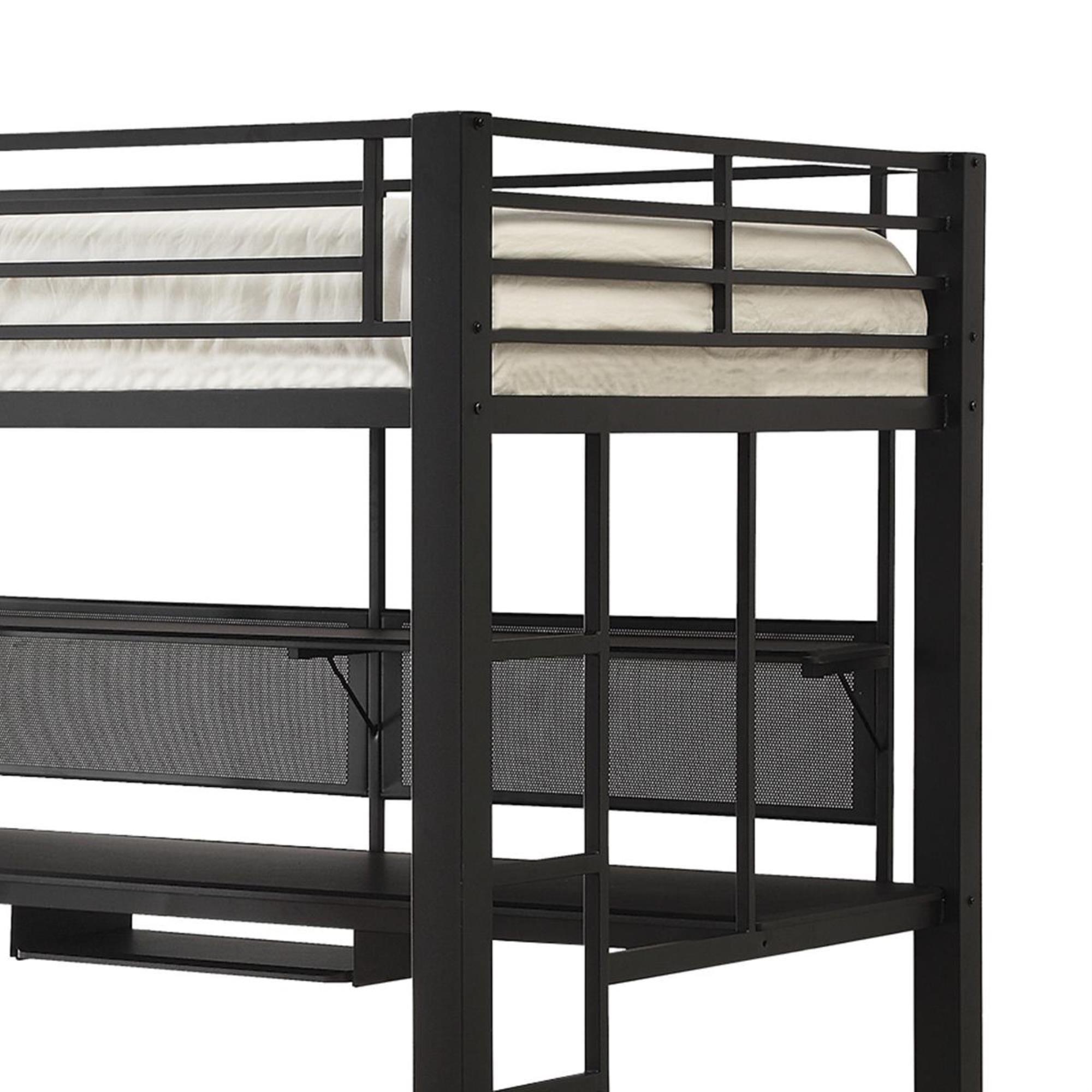 Avalon full workstation shop loft bed black