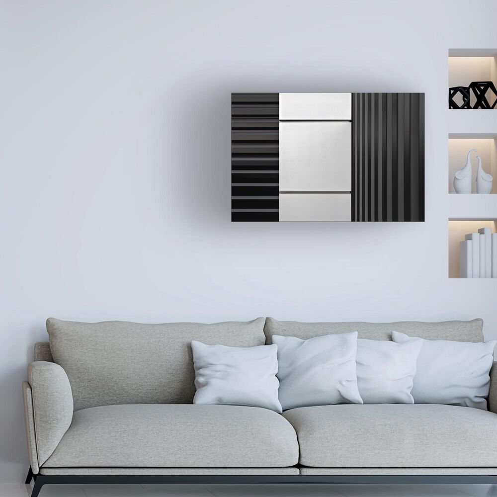 Timberlake Geometric Angle 16&quot; x 24&quot; Canvas Art in Gray/Black/White, , large