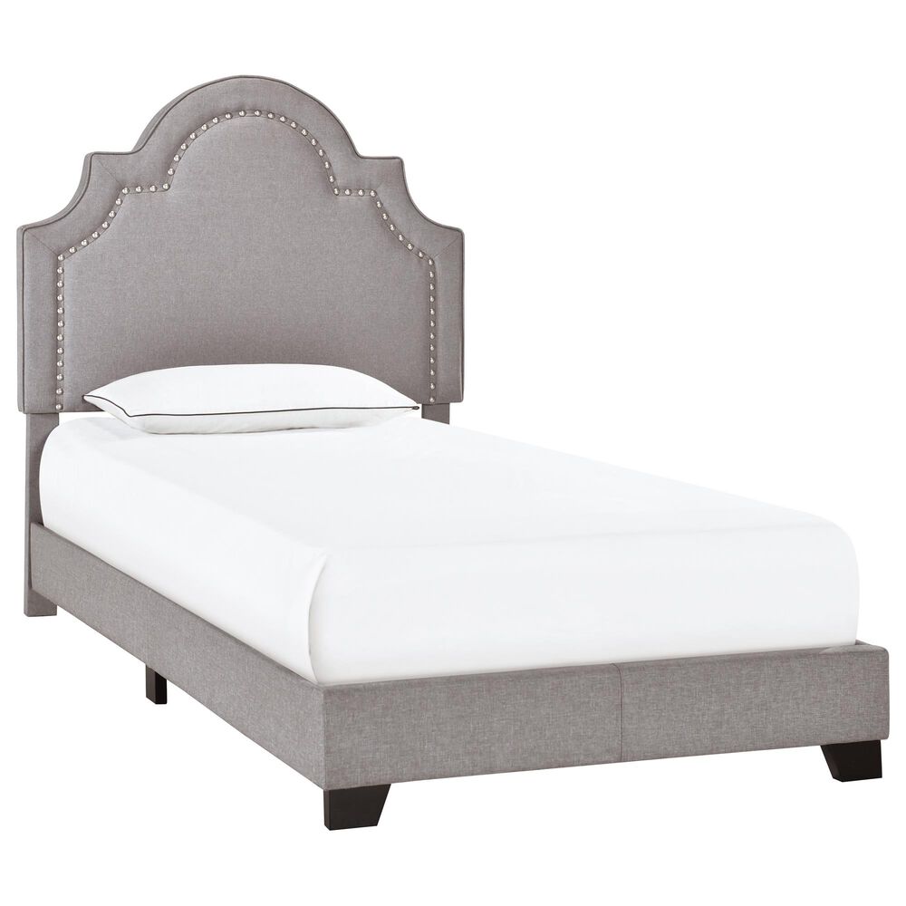 Accentric Approach Anne Twin Upholstered Bed in Dark Gray, , large
