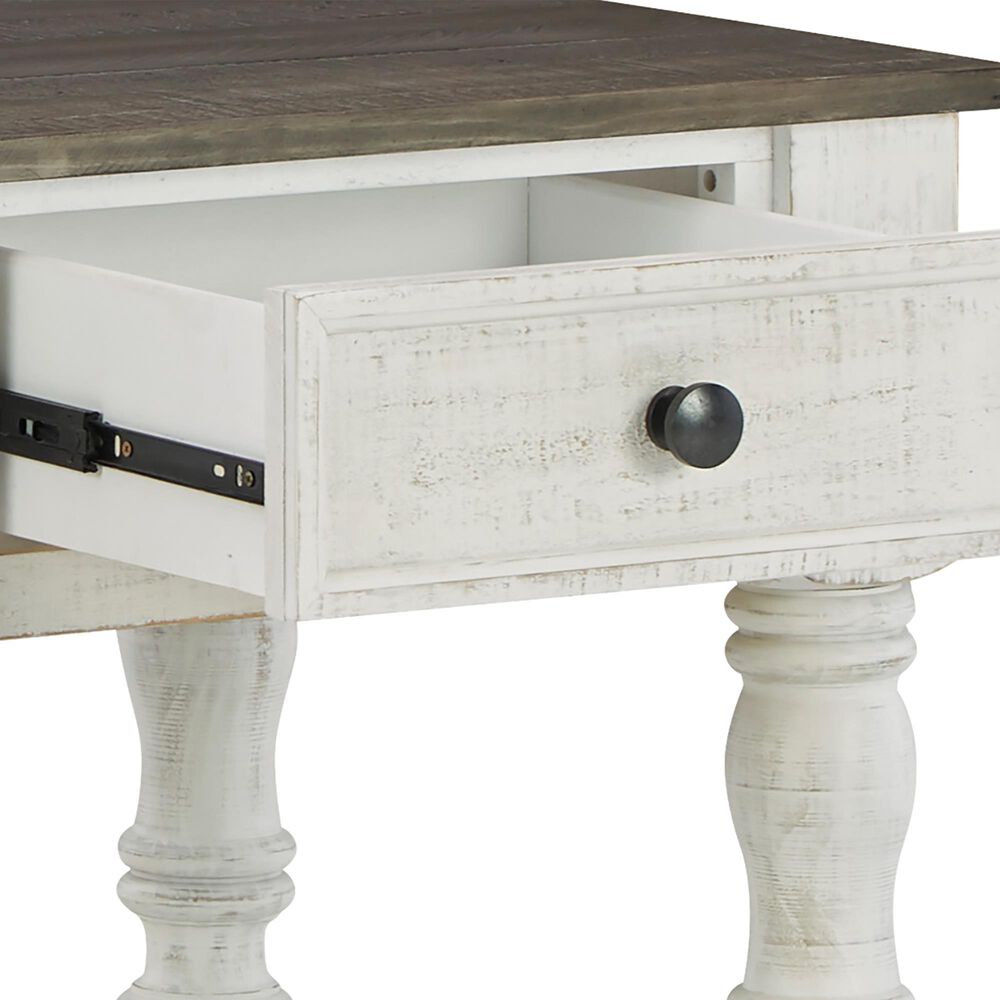 Ashley Havalance End Table in Distressed Vintage White and Weathered Gray, , large