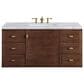 James Martin Vanities Amberly 48" Single Bathroom Vanity in Walnut with 3 cm Carrara White Marble Top and Rectangular Sink, , large