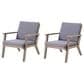 Hearth and Haven Outdoor Acacia Wood Chairs with Open Slatted Backrest and Water-Resistant Cushions in Dark Gray (Set of 2), , large