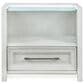 Sasha Lee 1-Drawer Wood and Glass Nightstand with LED Lighting in Brushed White, , large