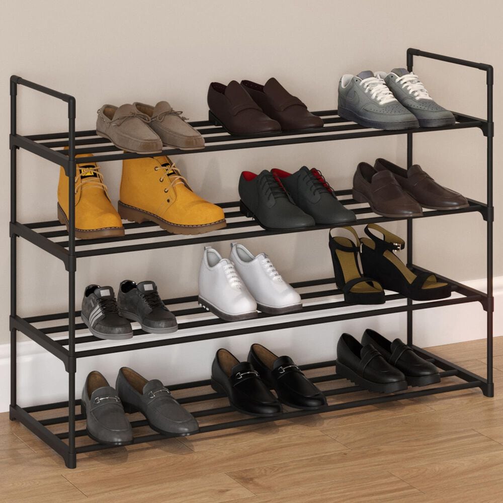 Timberlake 4-Tier Shoe Rack in Black, , large