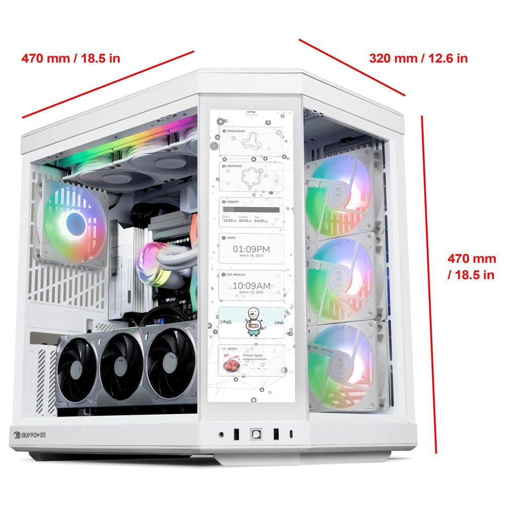 iBUYPOWER Y70TI Gaming Desktop PC | Intel Core Ultra 9 285 - 32GB RAM - NVIDIA GeForce RTX 5070 Ti Graphics - 2TB SSD in Snow White, , large