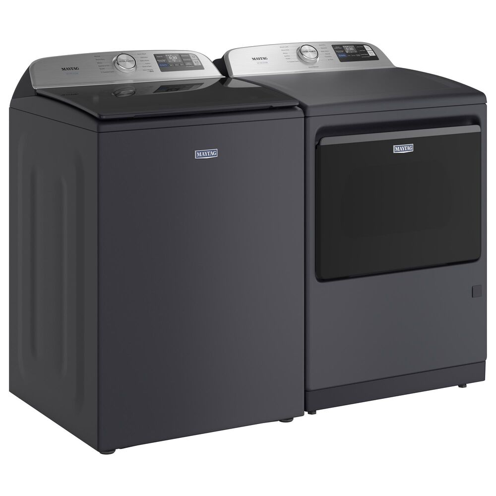 Maytag 5.3 Cu. Ft. Smart Pet Pro Top Load Impeller Washer and 7.4 Cu. Ft. Gas Smart Top Load Dryer Laundry Pair in Midnight Steel, , large
