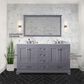 Lexora Home Dukes 60" Double Bathroom Vanity in Dark Grey with White Carrara Marble Top and Rectangular Sinks, , large
