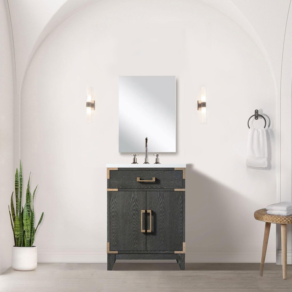Lexora Home Laurel 20&quot; Single Bathroom Vanity in Black Oak with White Acrylic Top and Rectangular Sink, , large