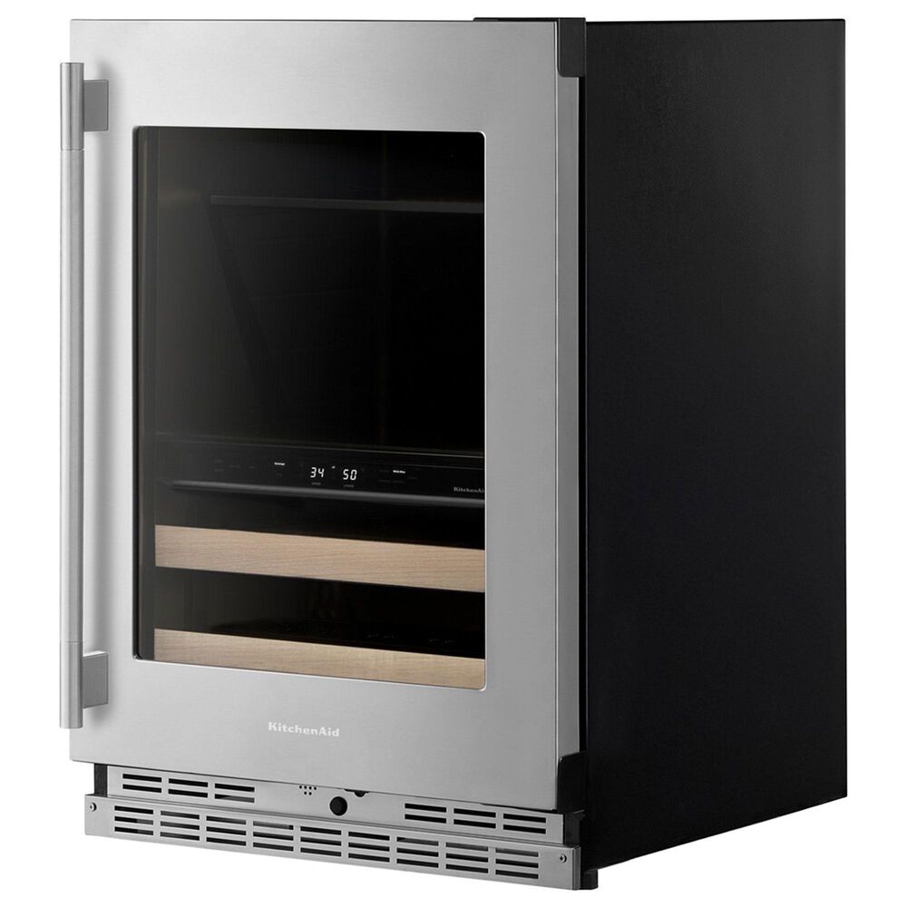 KitchenAid 4.8 Cu. Ft. Right Hinge Beverage Center with Wood Front Racks in PrintShield Stainless Steel, , large