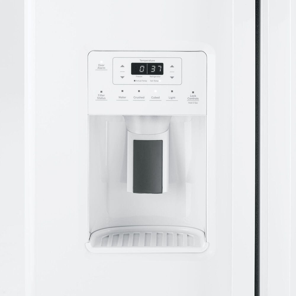 GE Appliances 25.3 Cu. Ft. Side by Side Refrigerator with External Dispenser in White, , large