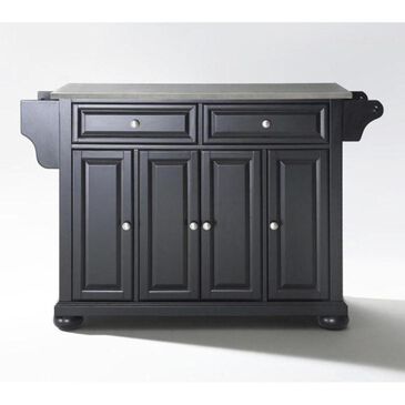 Crosley Furniture Alexandria Stainless Steel Top Kitchen Island in Black, , large