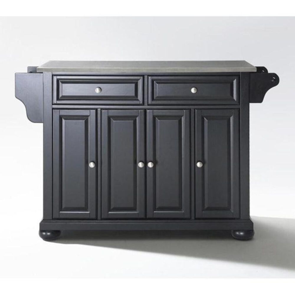 Crosley Furniture Alexandria Stainless Steel Top Kitchen Island in Black, , large