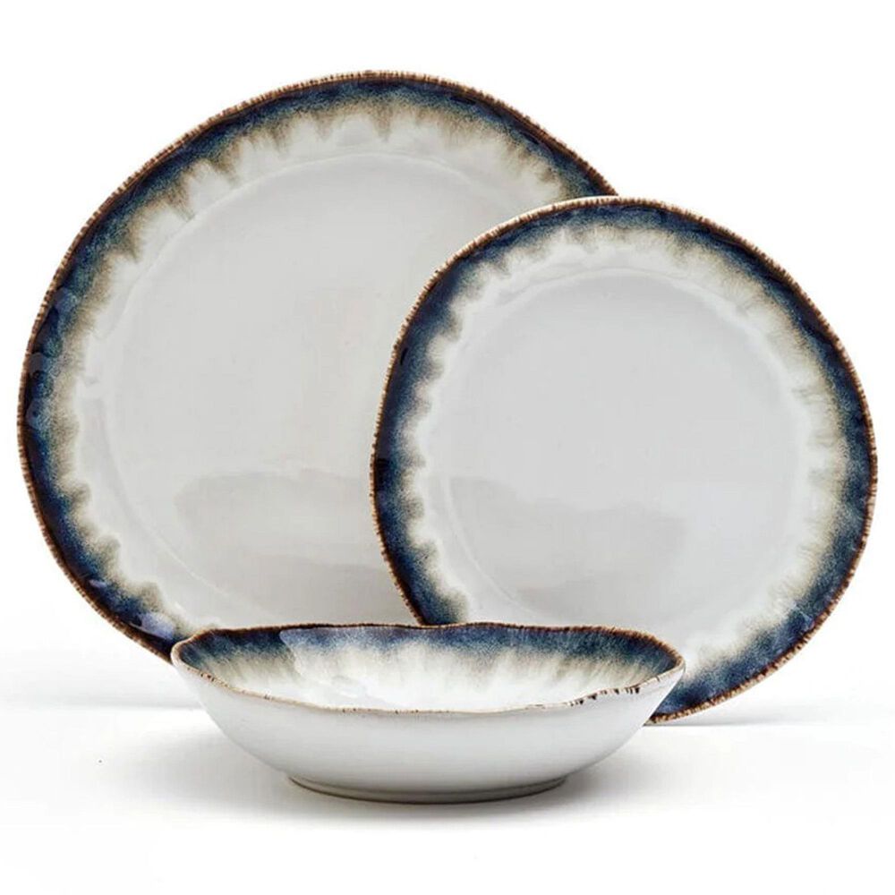 Lifetime Brands Cole 12-Piece Dinnerware Set in Cream, Brown and Blue, , large