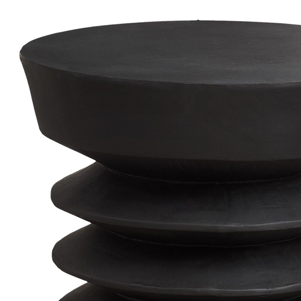 Hearth and Haven Outdoor Round Side Table with Coil-Inspired Pedestal Base in Black, , large