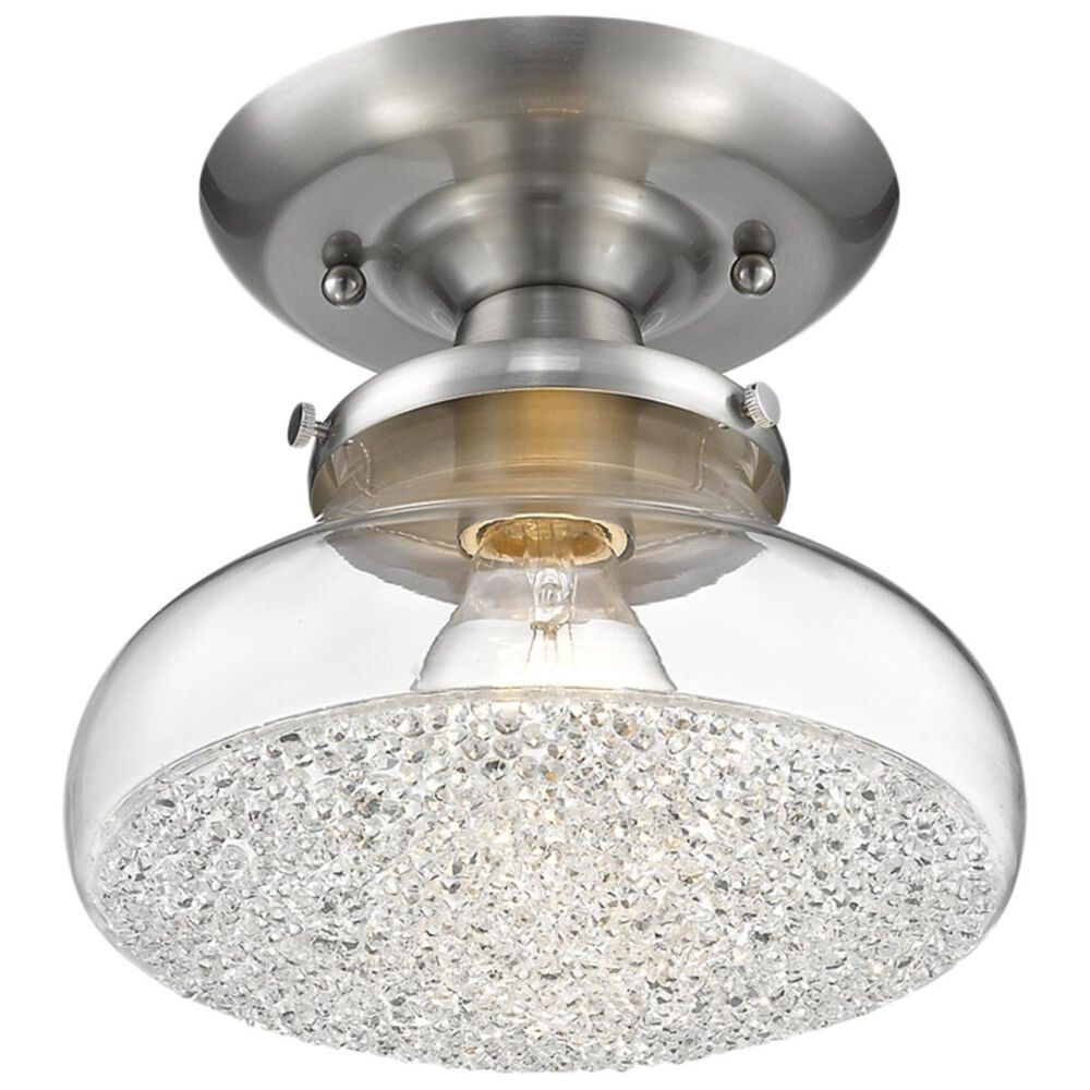 Golden Lighting Asha Small Semi Flush in Pewter with Crushed Crystal Glass, , large